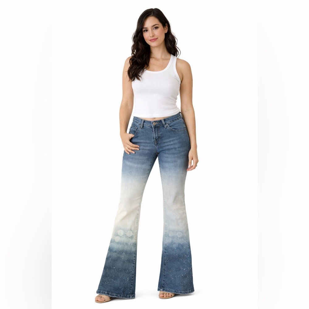 Vintage Y2K Bubblegum Ombré Flare Jeans | Low Rise 2000s Denim